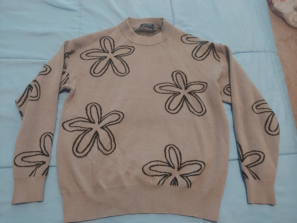 Grey Flower Sweater